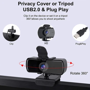 4K 2560*1440P Webcam HD Kompiuterio Web Kamera su Mikrofonu automatinis fokusavimas Pasukti USB Kamera Vaizdo skambučiams Konferencijos Darbą