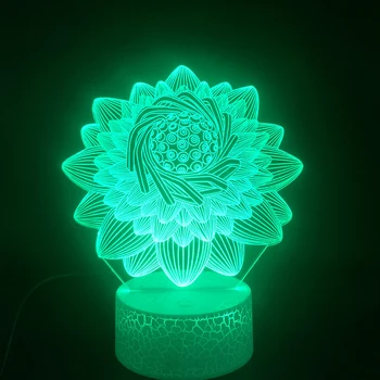 Lotoso Gėlė, 3D Lempos Gražus atpildas už Vaikų Kalėdų Dekoratyvinis 7 Spalvos su Nuotolinio naktinė lempa Usb Led Nakties Šviesos Lempos