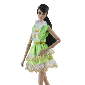 Mados Žalia Nėrinių Trumpa Suknelė Barbie Lėlės vientisas Komplektus Rankovių Suknelės 1/6 BJD Lėlės Priedai Vaikams, Žaislų, Dovanų