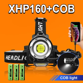 2021 Naujausias COB Led Žibintai XHP160 Įkrovimo Galvos Žibintuvėlis galingiausių Galvos šviesos Fakelas XHP90.2 USB Zoom Žvejybos Žibintų
