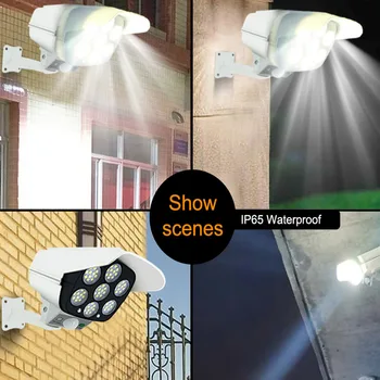 Saulės LED Sodas Šviesos Virtualus Stebėti Kameros Sienos Lempos Lauko Judesio Jutiklis Potvynių Šviesos, IP65 Vandeniui Gatvės Namo Apšvietimas