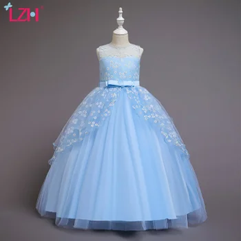 LZH Suknelė Naujųjų Metų 2021 Elegantiškas Nėrinių Gėlių Suknelė Mergina Bowknot Vaikų Aprangos Mados Vaikai vakarinę Suknelę 4-12 Metų
