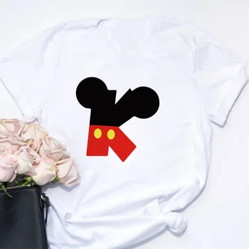 Moterų Marškinėliai Raidė J Abėcėlę Tshirts Mickey Mouse Minnie Mouse Animacinių filmų Disney marškinėliai Mergaitėms Ponios Harajuku Moterų Drabužiai