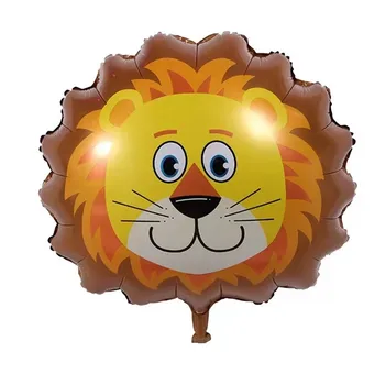 1pc džiunglių šalis animacinių filmų gyvūnų galvos, aliumininiai kino balionas liūtas, tigras vaikų žaislas baby shower apdaila