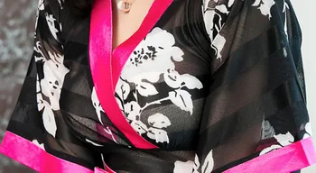 BacklakeGirls Seksuali Suknelė Kimono Japonų Stiliaus V-kaklo Pusę Sudegintasis Rankovėmis Suvynioti Spausdinti Suknelė Su Didelis Lankas Juostele Šilko Suknelė