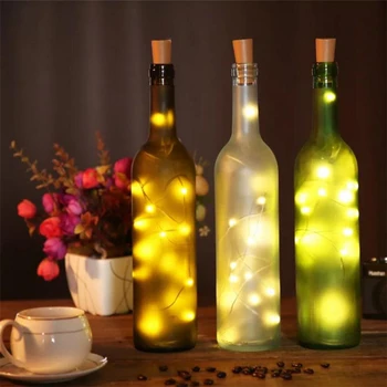 6 Vnt. Vyno korkas Žibintai su 20 LED Sidabro Vario Viela, Garliava Pasakų String Žiburiai 