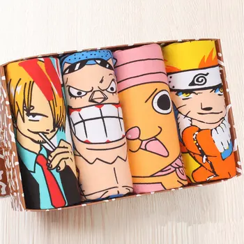4pcs/Daug Anime One Piece Luffy Kelnės Gėjų Animacinių filmų kelnaites Vyras Medvilnė Vyriškos Kelnaitės Kvėpuojantis Vėžlio Apatiniai Dovanos