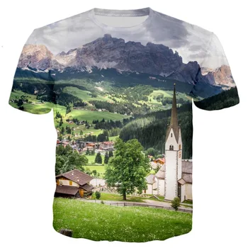 2021 m. vasarą Naujosios 21 stilių T-shirt gamtos peizažai lėktuvo kilimo 3D spausdinimo Vyrų Moterų Atsitiktinis Cool marškinėliai