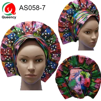AS058 DHL-Gėlių dizainas Afrikos sego headtie naujas turbaną gele fashional Nigerija headwraps akmenimis, šalies ir festivalis