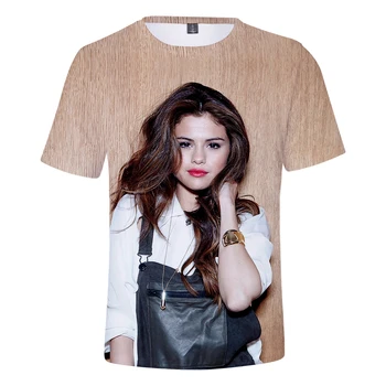 Karšto Pardavimo Dainininkė Selena Gomez 3d Atspausdintas T-shirt Vasaros Mados Atsitiktinis Harajuku trumpomis Rankovėmis Apvalios Kaklo Populiarus Streetwear Viršūnės