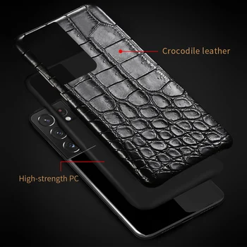 Natūralios Krokodilo Odos Matt Telefono Dangtelį Atveju, Samsung Galaxy S21 Ultra S20 FE S10 S21 Plius 20 Pastaba Ultra A71 A72 A51 A52