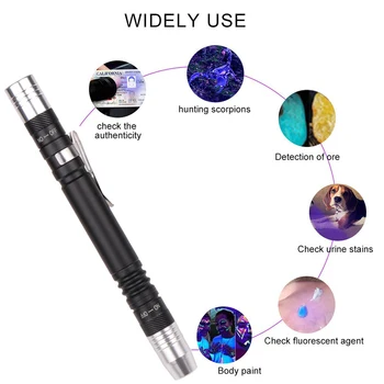 Naujas 2 in 1 Mini UV LED Žibintuvėlis Rašiklį, Žibintuvėlį Daugiafunkcinis 395nm ultravioletinių spindulių Žibintuvėlis Raudonos Baltos Šviesos Fakelas
