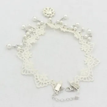 Goth balta nėrinių chokers Karoliai moterų perlų šaliai, papuošalai, aksesuarai dovanos fj156