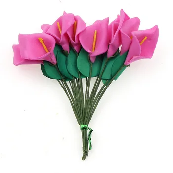 12Pcs Mini Putų Calla Rankų darbo Dirbtinių Gėlių Puokštės, Vestuvių Dekoravimas 