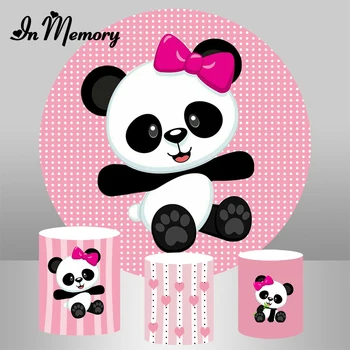 InMemory Apvali Rožinė Panda Backdrops Apskritimo Supjaustyti Mergaitės Naujagimis Baby Shower 1-ojo Gimtadienio Fotografijos Fonas Užsakymą