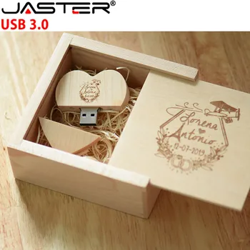JASTER USB 3.0 mediniai Širdies formos usb+box pendrive 4GB 8GB 16GB 32GB 64GB 128 GB usb flash drive Išorės saugojimo memory stick