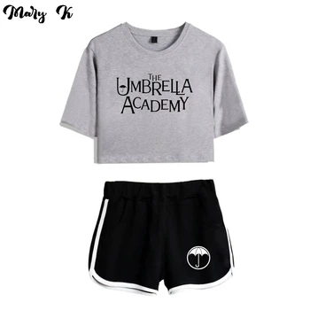 Skėtis Akademijos Moterims Dviejų dalių Komplektas Šortai+gražių T-shirt Harajuku Streetwear Karšta Mergina Rinkiniai ponios Tracksuit