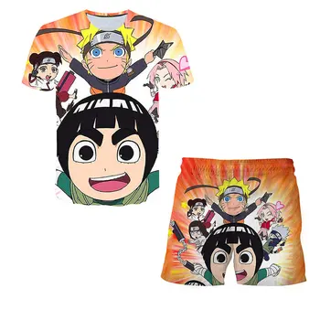 Japonų Anime T-shirt Vaikai Viršūnes 2021 M. Vasaros Naują Atvykimo Trumpas Rankovėmis Apvalios Kaklo Marškinėliai Berniukų ir Mergaičių Drabužių rinkinius, childre