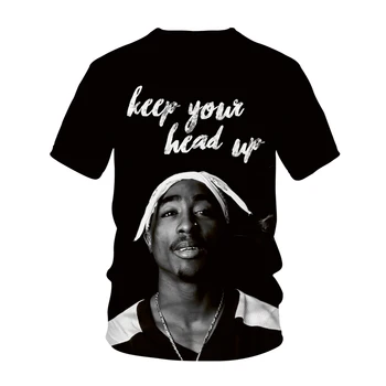 2Pac T-Shirt Reperis Grafinis T-Shirt vyriški T-Shirt Streetwear Žmogus Moterų Mados Įgulos Kaklo Hip-Hop Trumpas Rankovėmis Tee