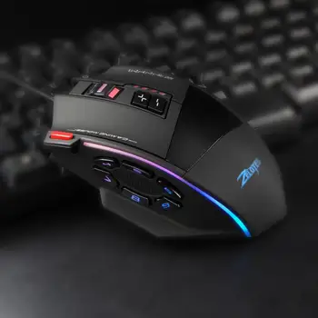 ZELOTES C-13 Profesionalių žaidimų pelės 13 Programuojami Mygtukai Laidinio USB Mouse10000DPI Reguliuojamas RGB Optinės Žaidimų Pelės