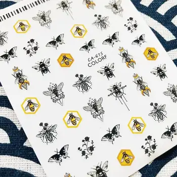 Naujausias laiškas serijos CA-197-615 bitės spalvinga animacinių filmų dizaino 3d nagų dailė lipdukas nagų decal priedai