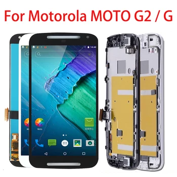 LCD Ekranas Motorola MOTO G2 XT1063 XT1064 XT1068 XT1069 Touch Ekranas MOTO G G1 XT1032 XT1033 skaitmeninis keitiklis Asamblėjos Rėmelį