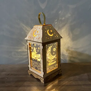 Naujas Ramadanas Eid Mubarakas Mediniai Žibintų Švenčių Dekoratyvinės Šviesos Diodų (Led Baterija Stiliaus Žvaigždė Modelio Šviesos Projekcija Lempos