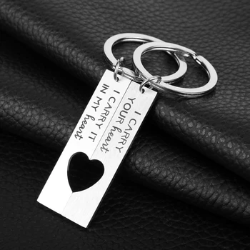 2vnt/Pora nešioju Savo Širdyje aš Jį nešiotis Savo Širdyje paketų prižiūrėtojų raktinę Nerūdijančio Plieno Keychain Už Valentino Dieną Įsimylėjėlių Poros Papuošalai-50