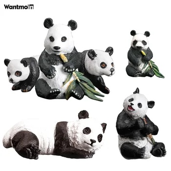 Importo Mielas Giant Panda Šeimos Žaislas Sumos su Jaunikliais - Safari Zoologijos sode Gyvūnai, Plastikinės Figūrėlės - Švietimo Nustatyti Vaikams Vaikams