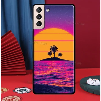Synthwave 80's Retro Neon vaporwave Soft Case For Samsung Galaxy S21 Ultra S20 FE S8 S9 S10 10 Pastaba Plius 20 Pastaba Ultra Coque