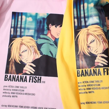 Bananų Žuvų Grafinis T-shirts Mens Japonų Anime, Manga Viršūnės Vasarą Medvilnės Marškinėliai Punk Hip-Hop T-Shirt Harajuku Vyrų Drabužiai Tees