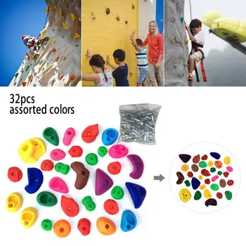 32pcs Vaikų Lauko Laipiojimo Siena Akmenų Turi Plastikiniai Tekstūra Laipiojimo Uola Turi Sienos Vaikams Įvairių Spalvų Asorti
