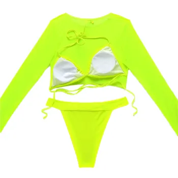 3Pcs Moterų Bikini+Cover Up Nustatyti 2020 Naują Atvykimo vientisos Spalvos Push up Kamšalu maudymosi Kostiumėliai, Atskiros Moterų maudymosi kostiumėlį Akių Maudymosi Kostiumas