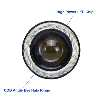 Automobilių COB LED DRL Projektorius Rūko Šviesos Energijos Taupymo priekinis žibintas 2vnt 3.5