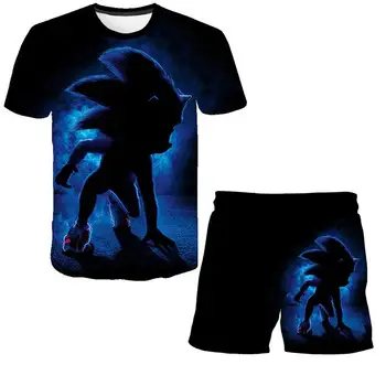 Vaikai Nustatyti Drabužių Animacinių filmų T Shirts Mergina 2021 kostiumas Sonic - T-shirt Vaikų Drabužiai Berniukams Marškinėlius+trumpas Ziajać 2vnt Paauglių Tee Viršūnės