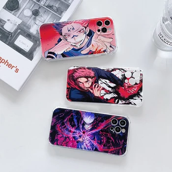 Anime Japonijoje Džiudžiutsu Kaisen Gojo Satoru Telefono dėklas skirtas Iphone 12 11 Pro X S Max XR 6 7 8 Plus atsparus smūgiams Square Soft Fundas Coque