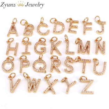 26PCS, Aukso spalva 26 kristalų cz laišką pakabukas moterims, karoliai, auskarai, papuošalai, aksesuarai, priėmimo