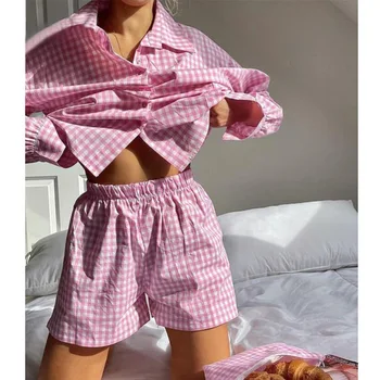 MO&MO - Mados Atsitiktinis Dryžuota Palaidinė Marškinėliai ir Šortai Atitikimo Rinkinys Laisvi Marškinėliai, Rankovės Viršuje Komplektus Vasaros 2021 Moteris Rinkinys
