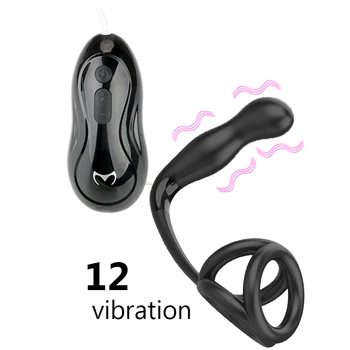 VATINE 12 Greičiu Prostatos Massager Analinis Vibratorius su Penio Žiedas Uždelsta Ejakuliacija Dildo Butt Plug Sekso žaisliukai Vyrams