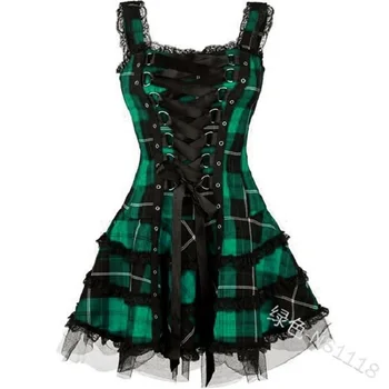 Plius Dydis S-5XL Suknelė Vintage Gotikos Nėrinių Vasaros Suknelė Tamsiai Lolita Kostiumas Steampunk Mini Cosplay Suknelė Cosplay Bodysuit