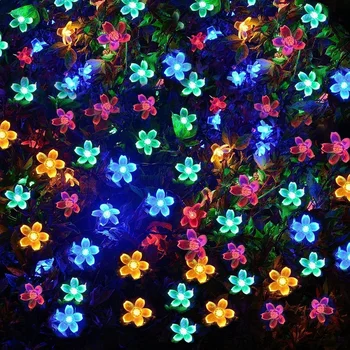 7M LED Saulės String Girlianda Kalėdinė Šviesos Lauko IP65 Vandeniui Vyšnių Žiedų Lempa Namo Kieme Sodo Puošmena