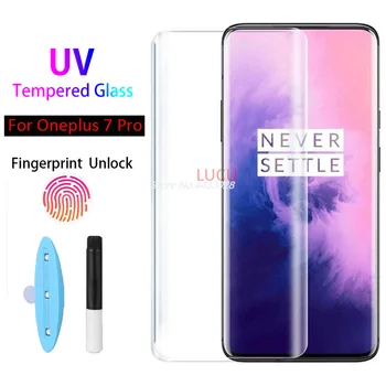 3D UV Skysčio Nano Grūdintas Stiklas 1+ Oneplus 7 Pro Visą Klijai Padengti Ekrano apsaugos Vienas Plius 7pro Apsauginės Plėvelės Stiklo