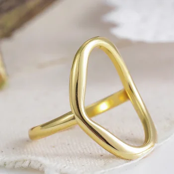 2021 Minimalistinio Nereguliarus Tuščiaviduriai Elipsės Aukso Sidabro Spalvos, Geometriniai Žiedas Moterims Atidaryti Žiedai