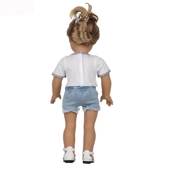2021 Naujas Kaktusas T-shirt + Džinsinio Šortai Kostiumas Lėlės ClothesWear Tinka 43cm Baby Naujas Born lėlės,18 Colių Lėlės Drabužių Priedai