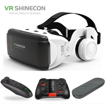 VR SHINECON G06E Mini VR 3D Akiniai G 06E Akinius, Virtualios Realybės Akiniai VR Ausines Google kartono, su ausinių