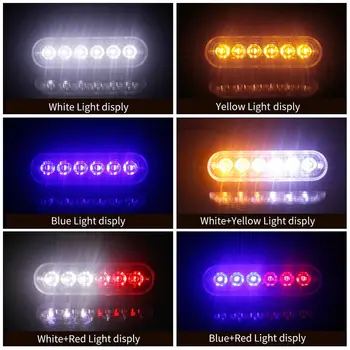 Įvairiaspalvis Ryškus 6 LED Blykste Pagalbos įspėjamosios Lemputės Automobilių Auto Sunkvežimių Motociklo Šoninių 18 Blykstės Režimai Mirksi Šviesos Žibintai