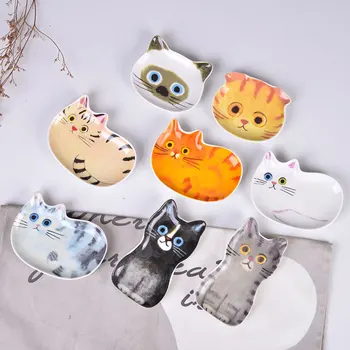 Nauja Japonų Keramikos Patiekalas Mielas Animacinių Filmų Katės Lėkštė Padažas Lėkštė Kūrybos Katė Plokštė, Namuose Vakarienės Komplektas Rožinė Virtuvė