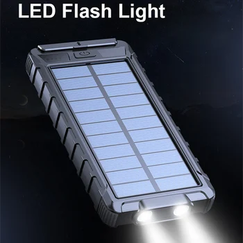 Skydelis Saulės Energijos Banko 10000mAh Belaidžio Saulės Įkroviklis USB Dual Lauko Power Bank su LED Šviesos Fakelas Nešiojama Baterija