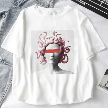A23 Frauen T-Shirt Medusa Marškinėliai Weibliche Mythologie Renkasi Harajuku Marškinėliai Sommer Kurzarm Frau Kleidung