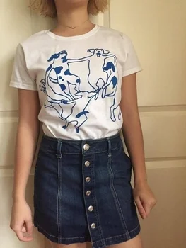 Kuakuayu HJN Matisse Šokių Šunys Šokių Grafinis Juokinga Atspausdintas T-Shirt Atsitiktinis Stilingas Unisex Tee Mergina Kawaii Šunys Hipster